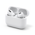 Apple AirPods Pro with charging case on white background